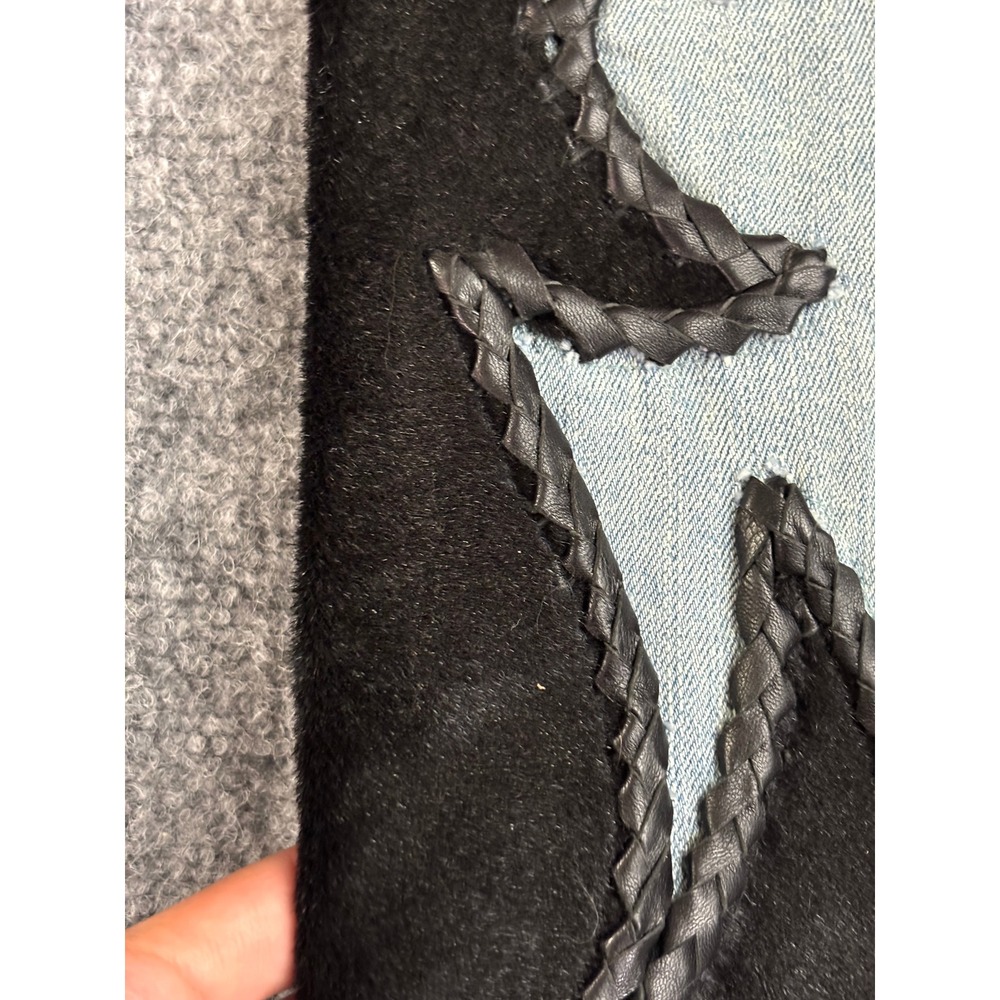 Michelle Julene Couture Upcycled Denim Jeans Leather Applique Western 26 - Picture 11 of 16